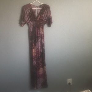 Purple print medium maxi dress